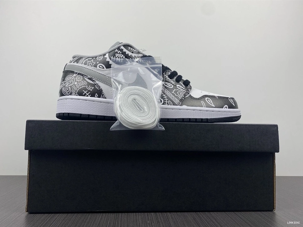 Cheap 1 Grey Low 553558-040 White Black Jordan - 0509